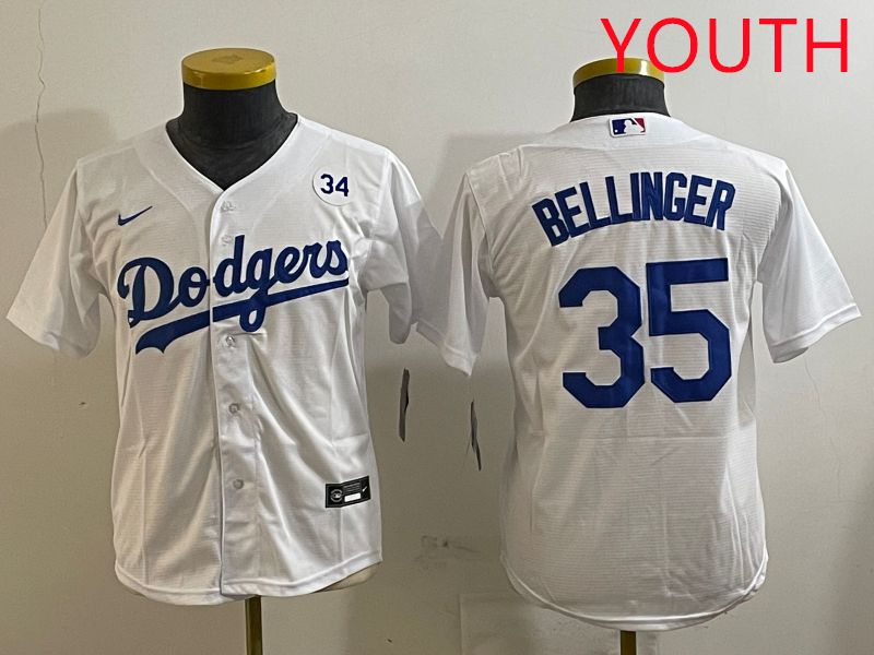 Youth Los Angeles Dodgers #35 Bellinger White Game 2025 Nike MLB Jersey style 10->youth mlb jersey->Youth Jersey